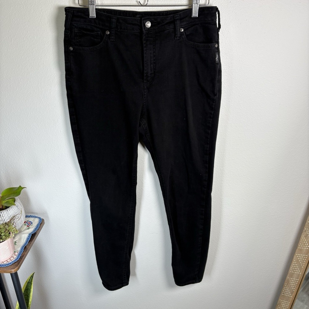 Silver Jeans Co Womens L29 Black Infinite Fit Skinny Denim Streetwear Stretch